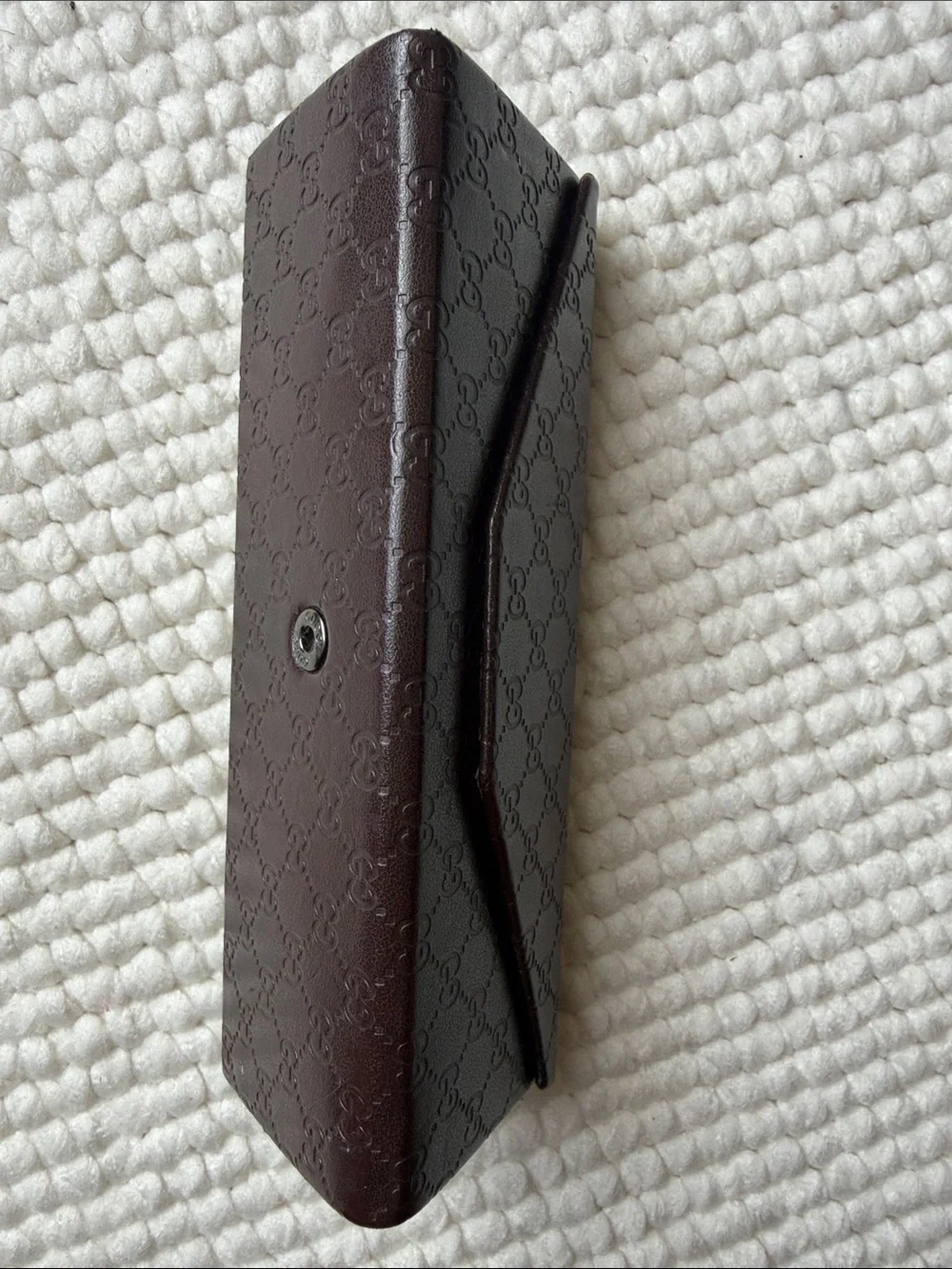 Gucci Brown Embossed Leather Eyewear Sunglasses Case